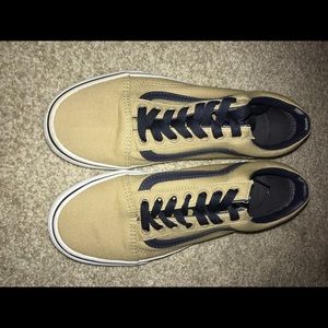 Tan and navy vans